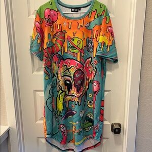 Scummy Bears liquid stranger Colorful Graphic Shirt Dress xxl